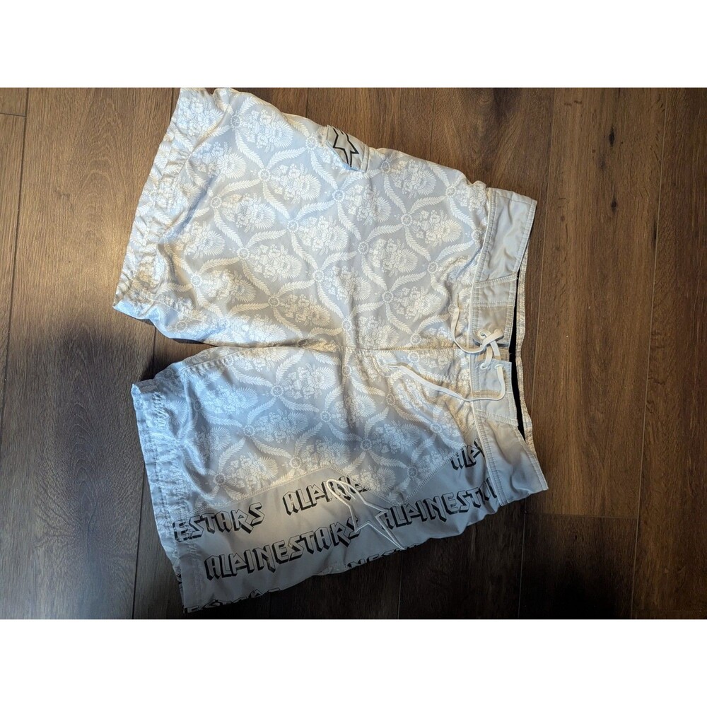 Alpinestars Hybrid Tech Board Shorts Lined Mens 34 Gray Aztec Script Print Y2K